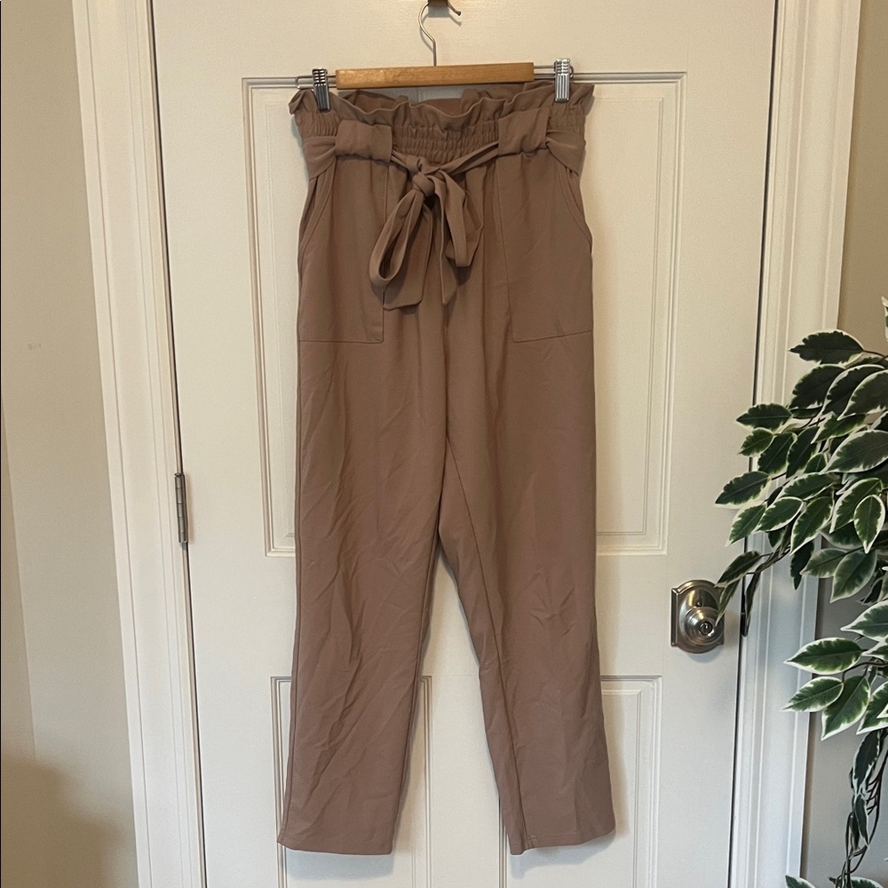 Grace Karin Tan Tie-Waist Pants